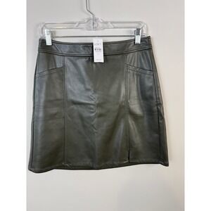 LOFT Skirt Faux Leather NWTs $70 Green 4 Mini A-Line Pockets